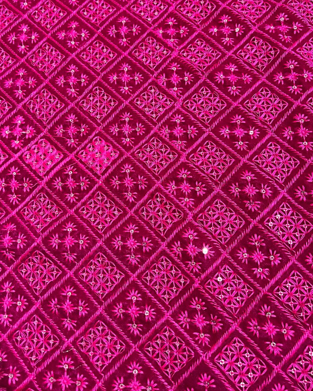 Velvet Work Pink Colour 42 Inches Width