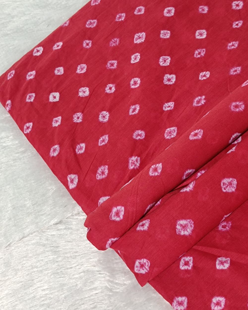Pure Soft Cotton Bandhani Print Rust Red Colour 44 Inches Width