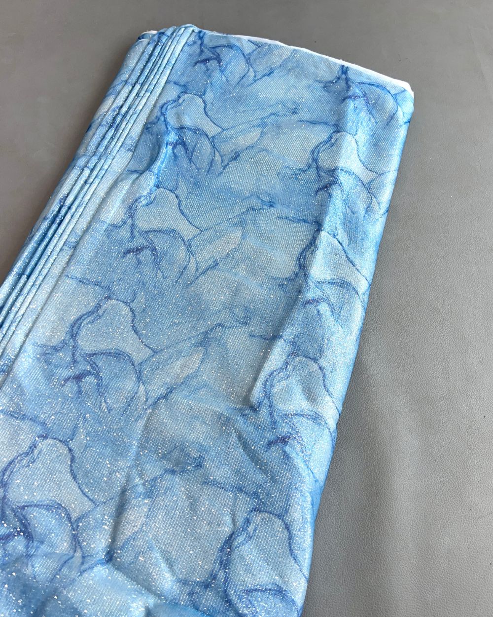Imported Digital Printed Sparkle Blue Colour 55 Inches Width
