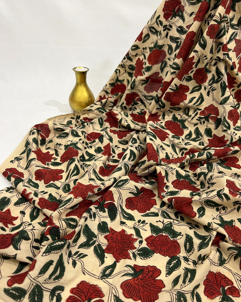 Bagru Hand Block Printed Cotton Beige Colour 45 Inches Width