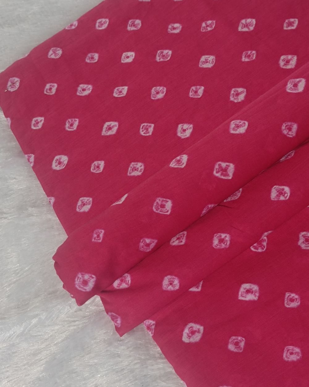 Pure Soft Cotton Bandhani Print Dark Pink Colour 44 Inches Width