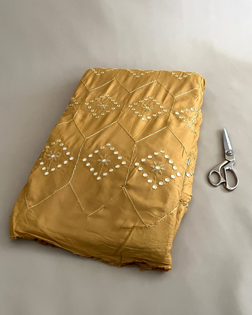 Rayon Abla Work Golden Colour 44 inches width