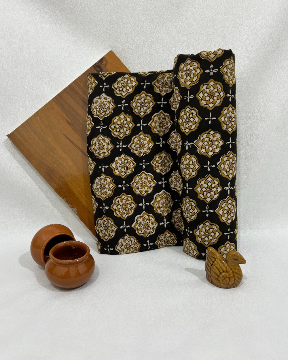 Bagru Hand Block Printed Cotton Black Colour 45 Inches Width