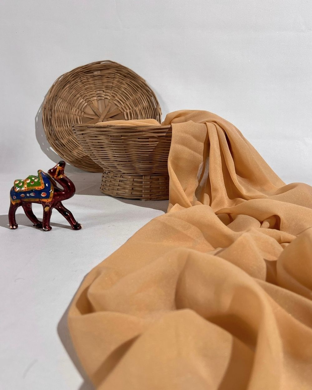 Plain Star Georgette Golden Colour 44 Inches Width