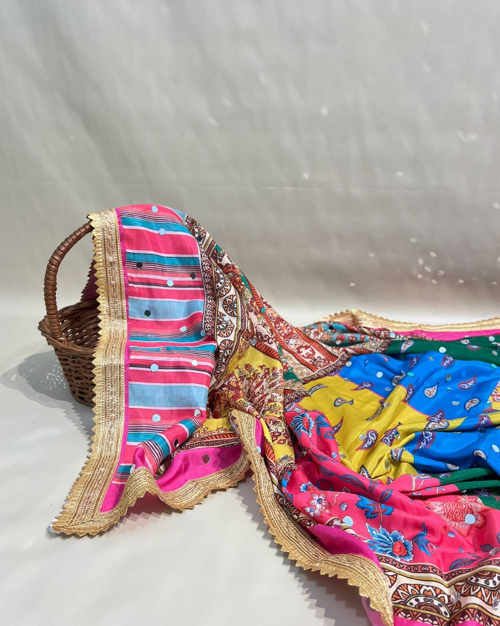 Chinnon Abla Work Dupatta Multicolor 42 Inches Width
