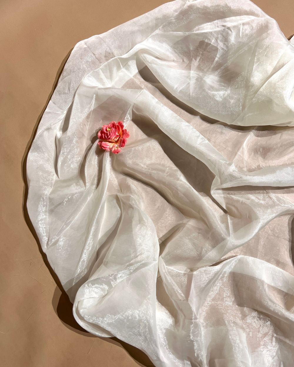 Plain Space Silk (Fendy Satin) Off White Colour 45 Inches Width