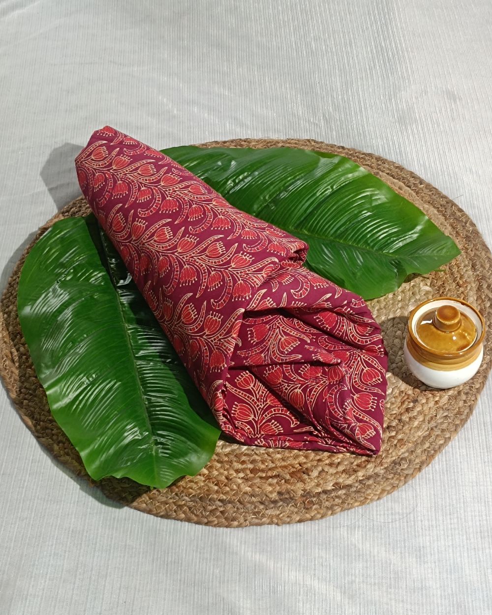 Ajrakh Cotton Natural Dye Block Printed Pinkish Red Colour 44 Inches Width