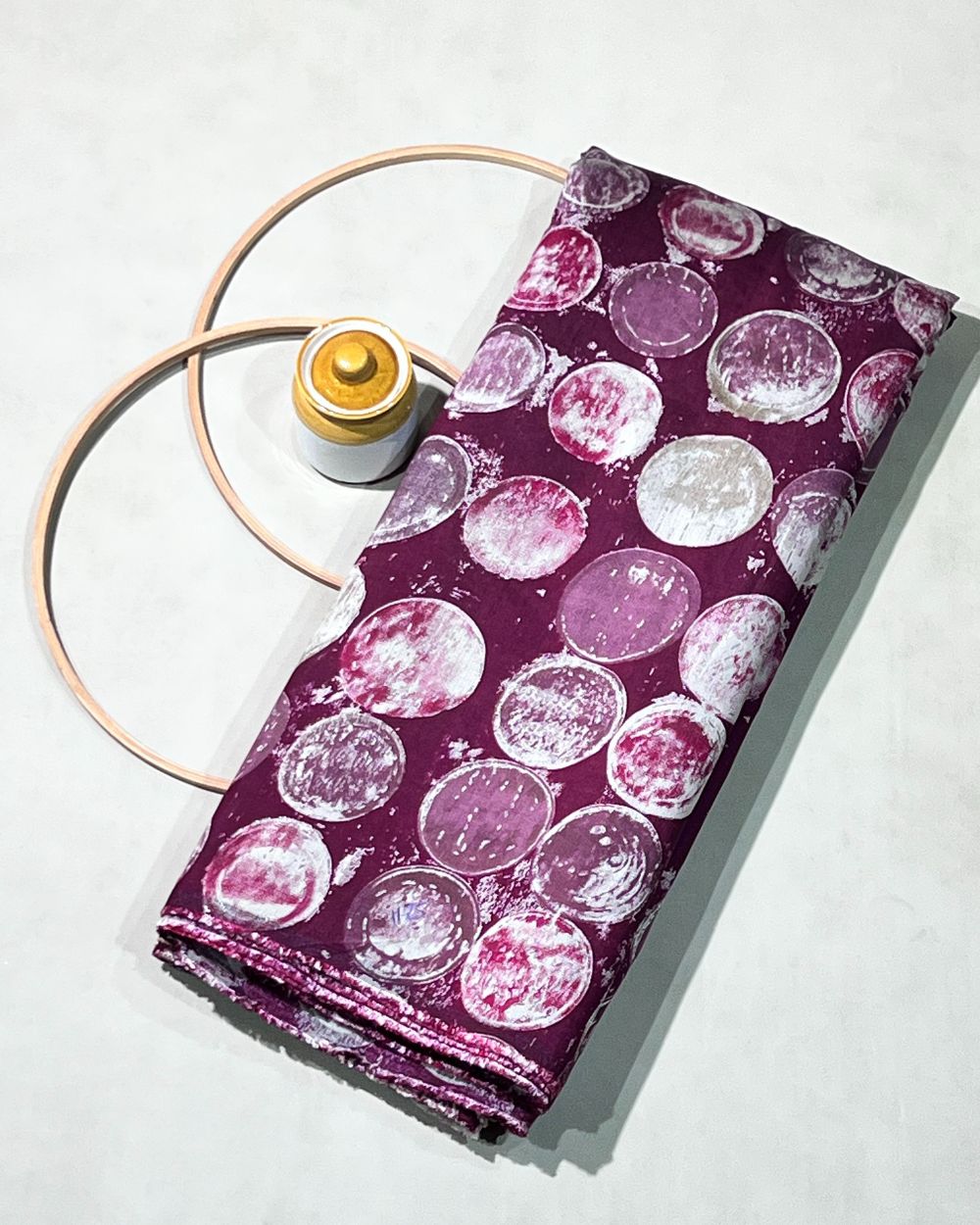 Printed Muslin (Foil) Wine Colour 44 Inches Width