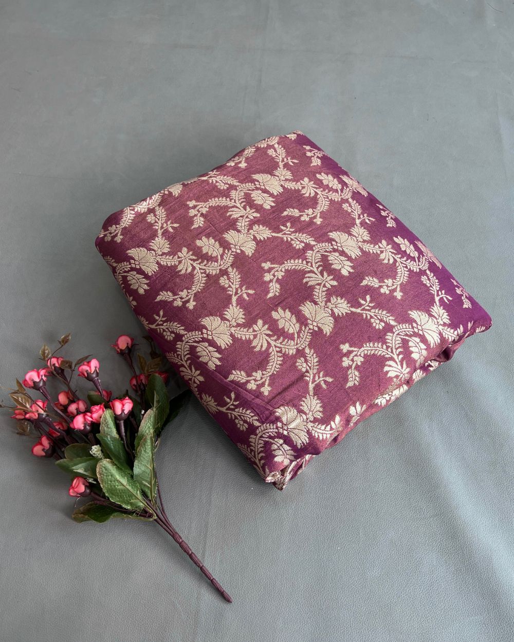 Cosmos Zari Work Dark Magenta Colour 45 Inches Width