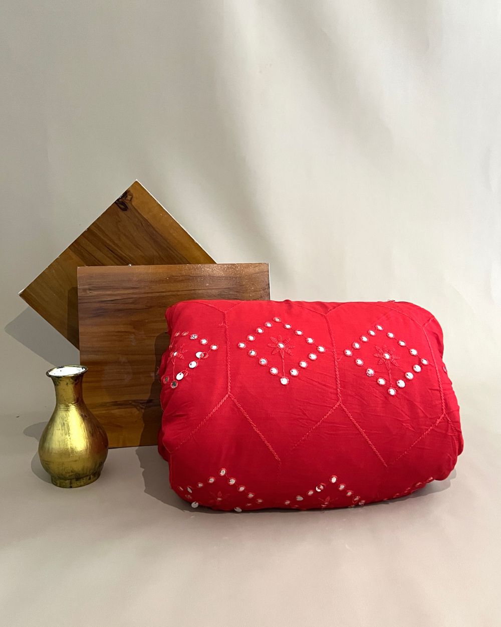 Rayon Abla Work Red Colour 44 inches width