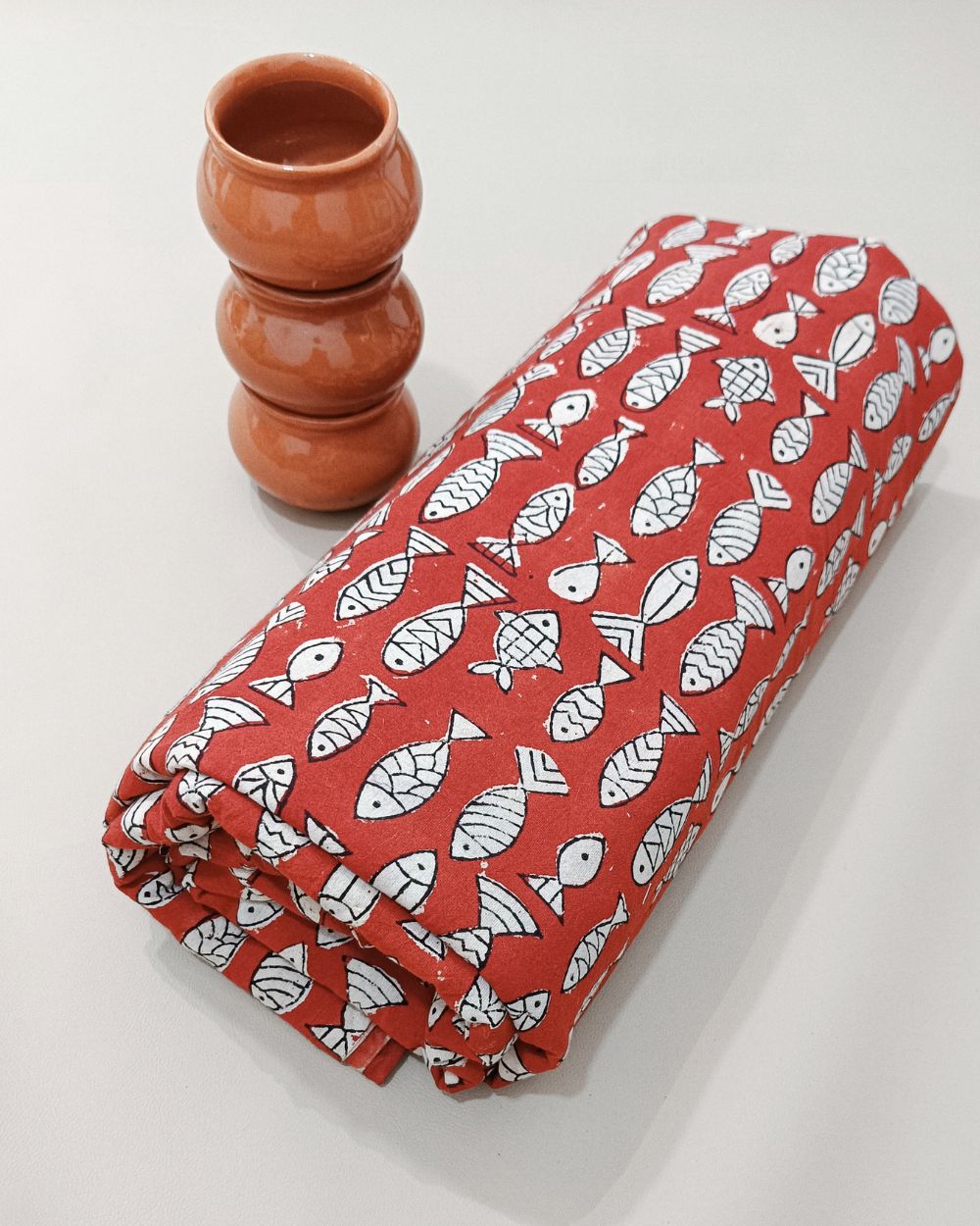 Bagru Hand Block Printed Cotton Red Colour 45 Inches Width