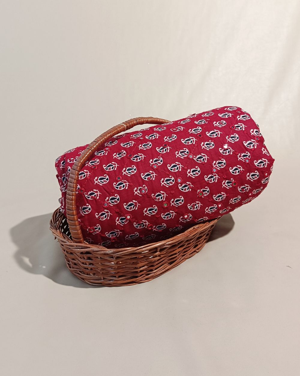Cotton Abla Work Maroon Colour 42 Inches Width