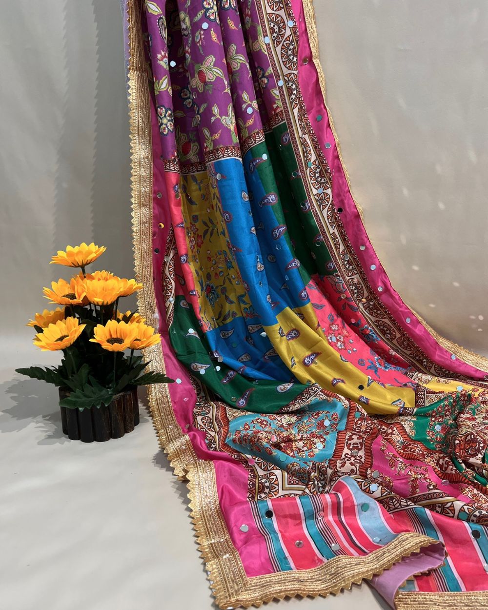 Chinnon Abla Work Dupatta Multicolor 42 Inches Width