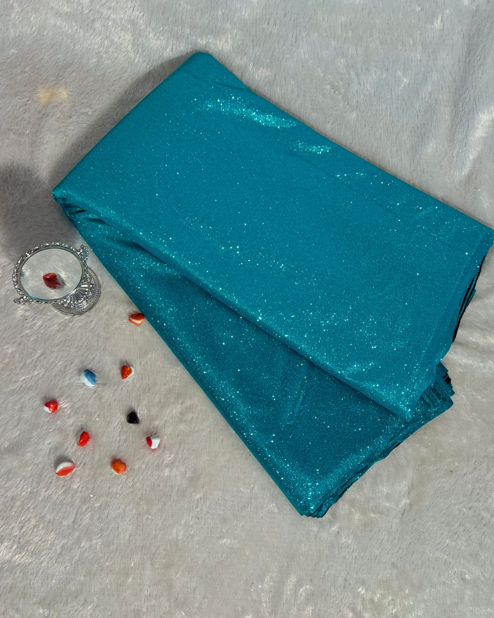 Imported Sparkle Peacock Green Dual Tone Shaded Colour 55 Inches Width