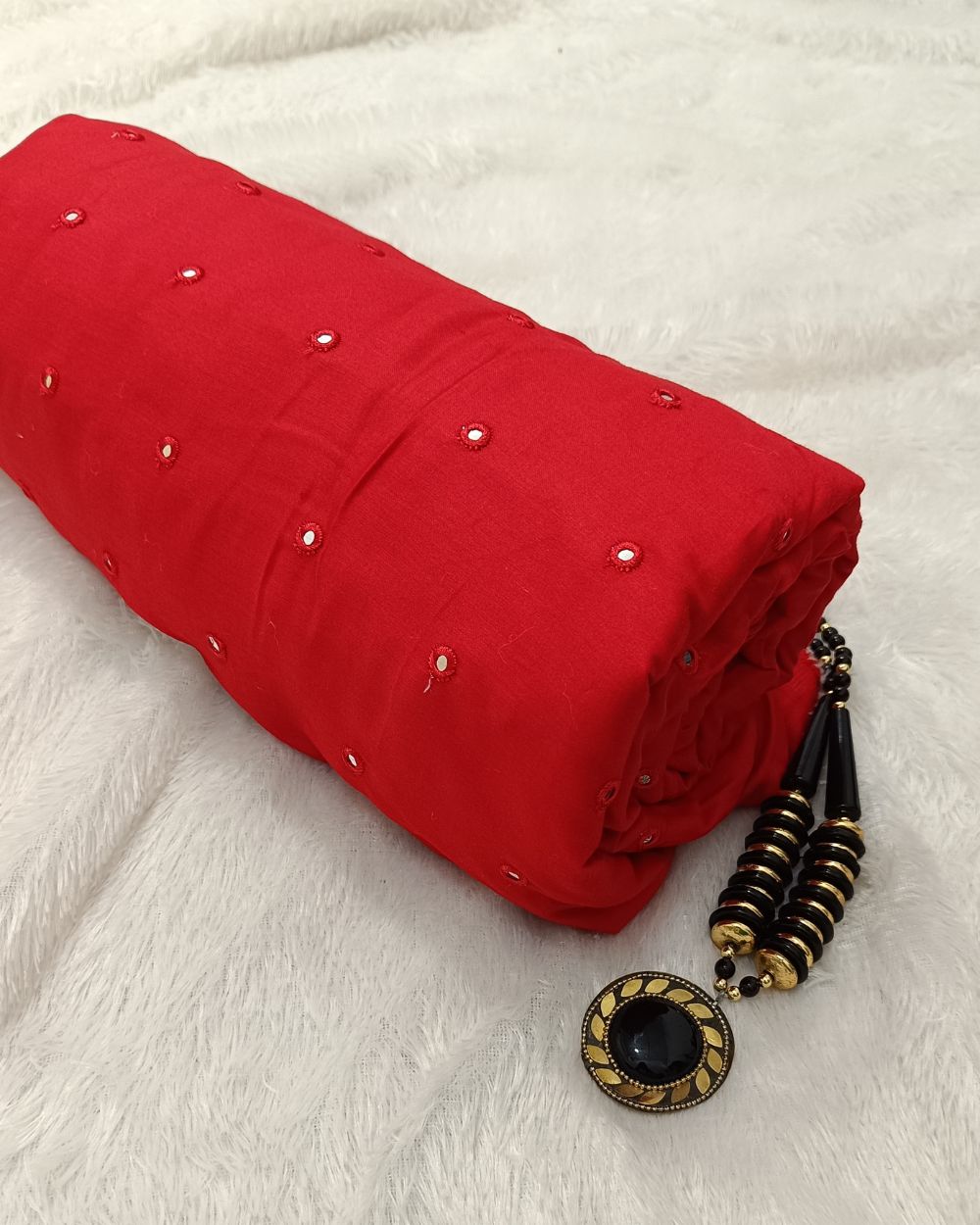 Cotton Abla Work Red Colour 42 Inches Width