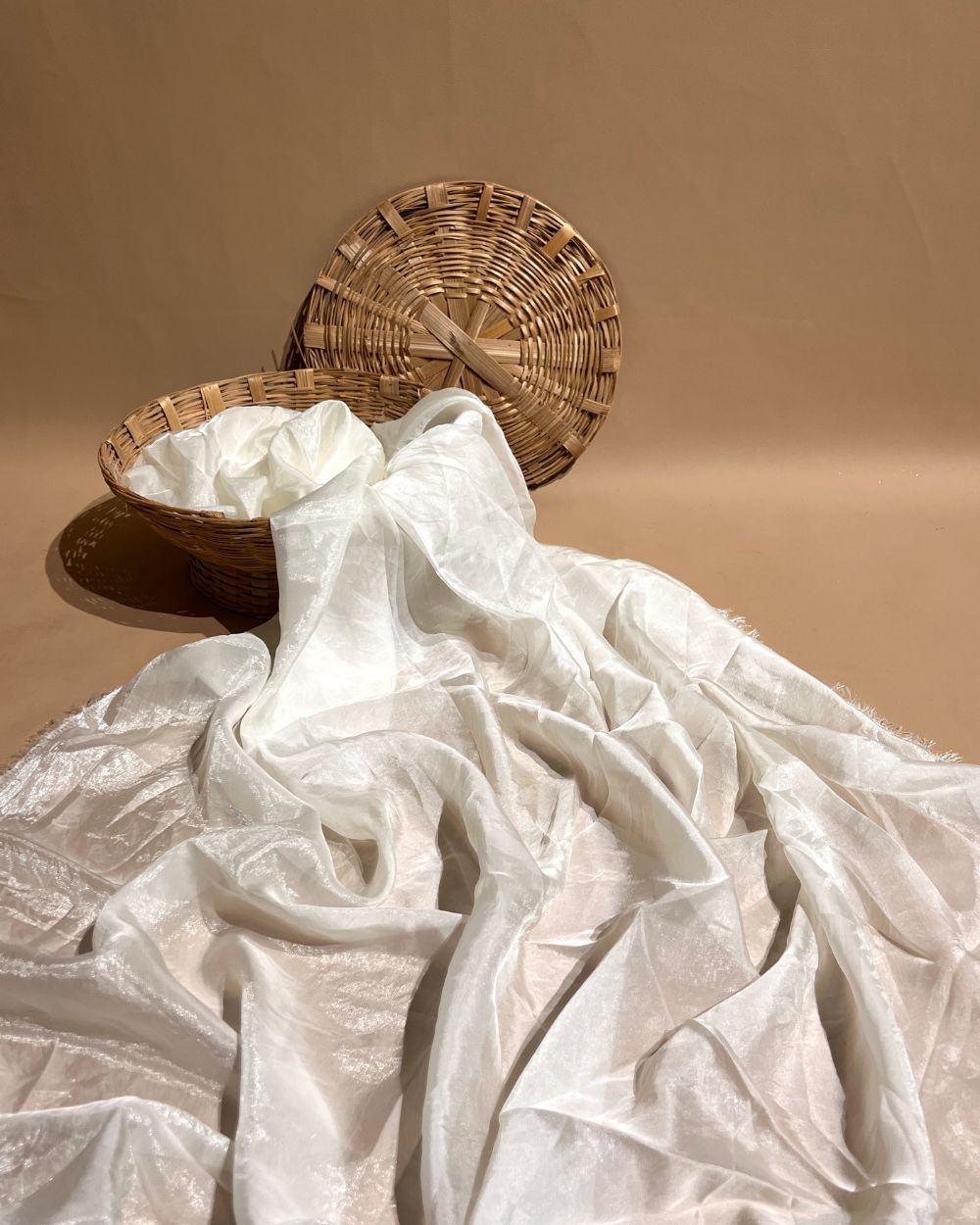 Plain Space Silk (Fendy Satin) Off White Colour 45 Inches Width