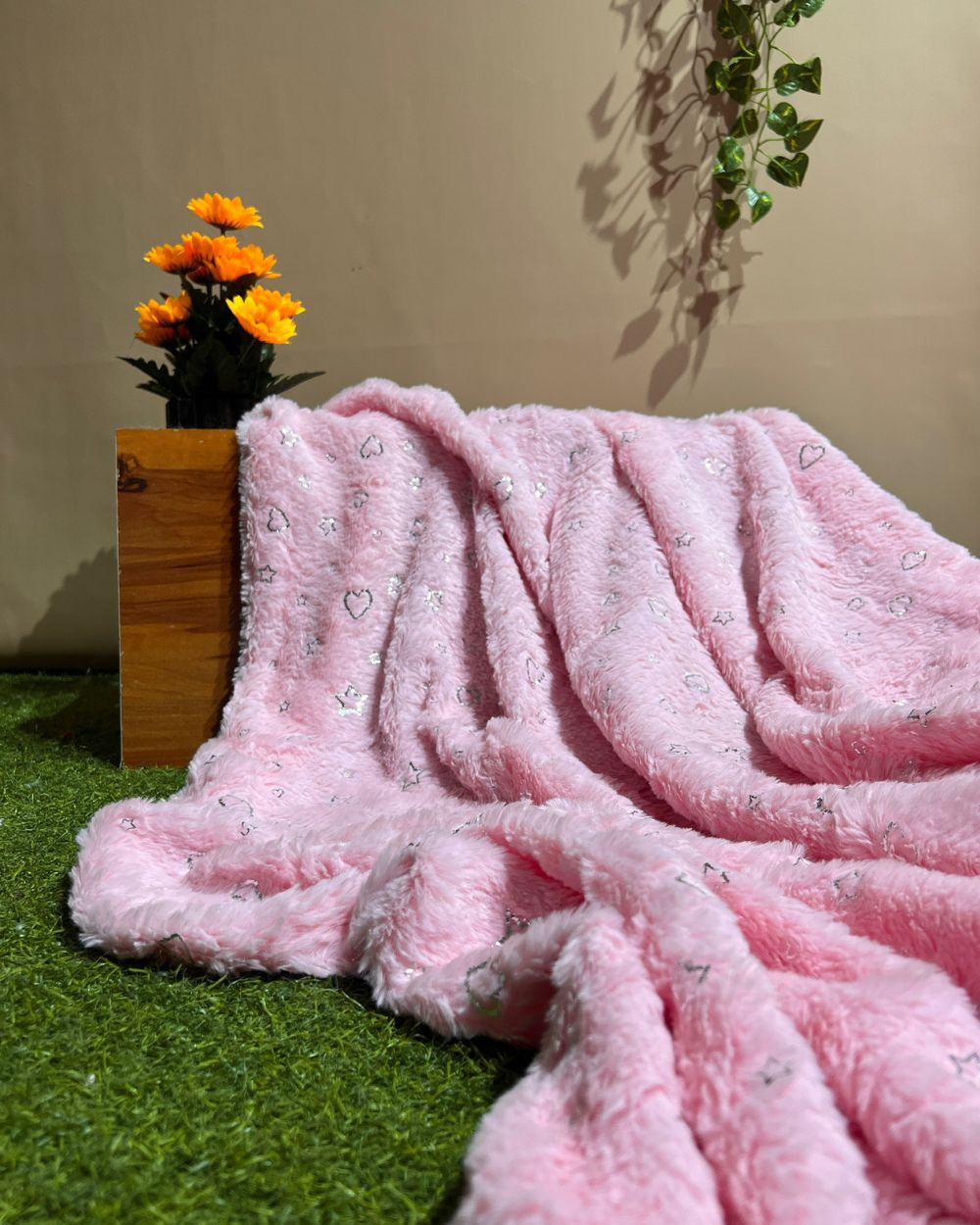 Imported Printed Foil Fur Baby Pink Colour 60 Inches Width
