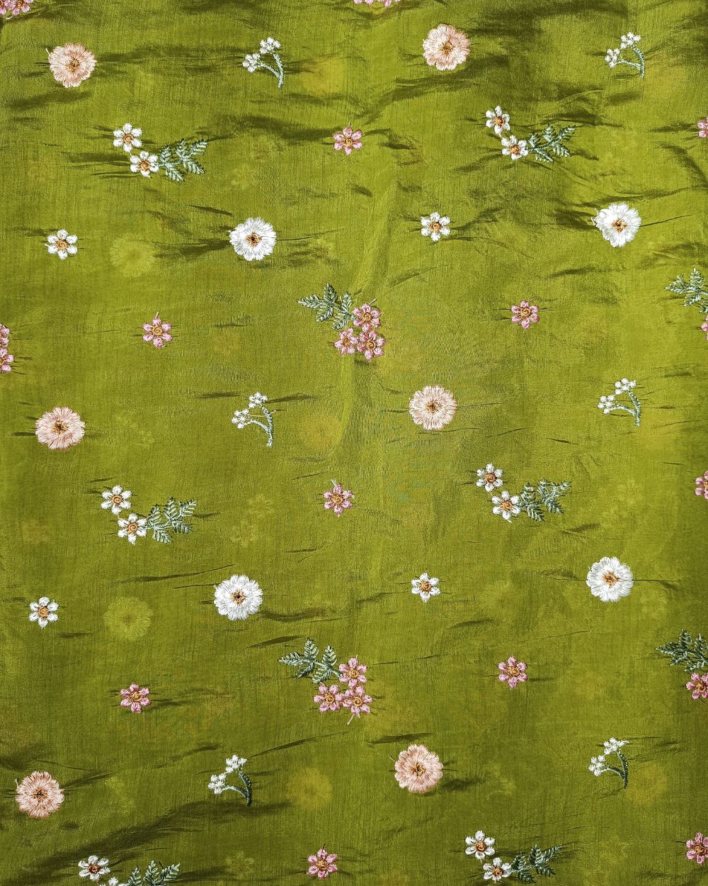 Chanderi Mal Cotton with Thread Work Mehendi Green Colour 43 Inches Width