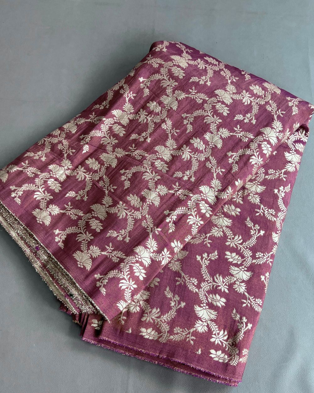 Cosmos Zari Work Dark Magenta Colour 45 Inches Width