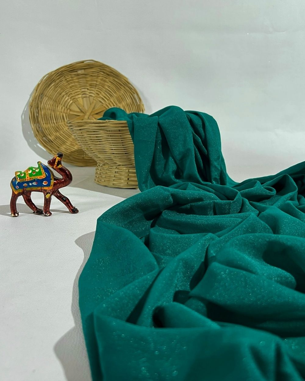 Plain Star Georgette Peacock Green Colour 44 Inches Width