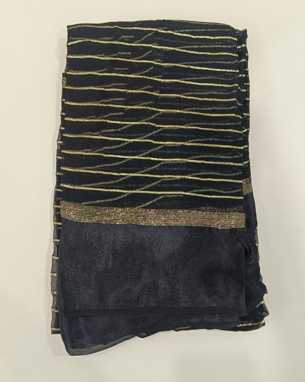 Pure Viscose Saree Without Blouse Black Colour