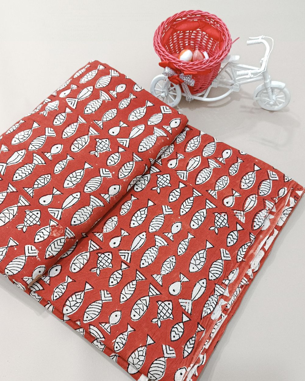 Bagru Hand Block Printed Cotton Red Colour 45 Inches Width