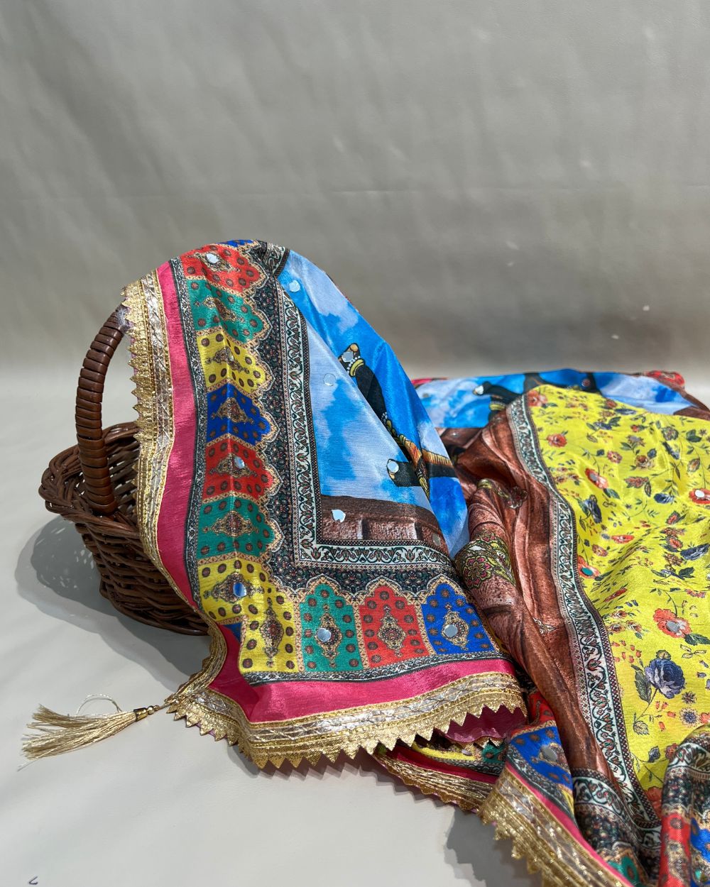 Chinnon Abla Work Dupatta Multicolor 42 Inches Width