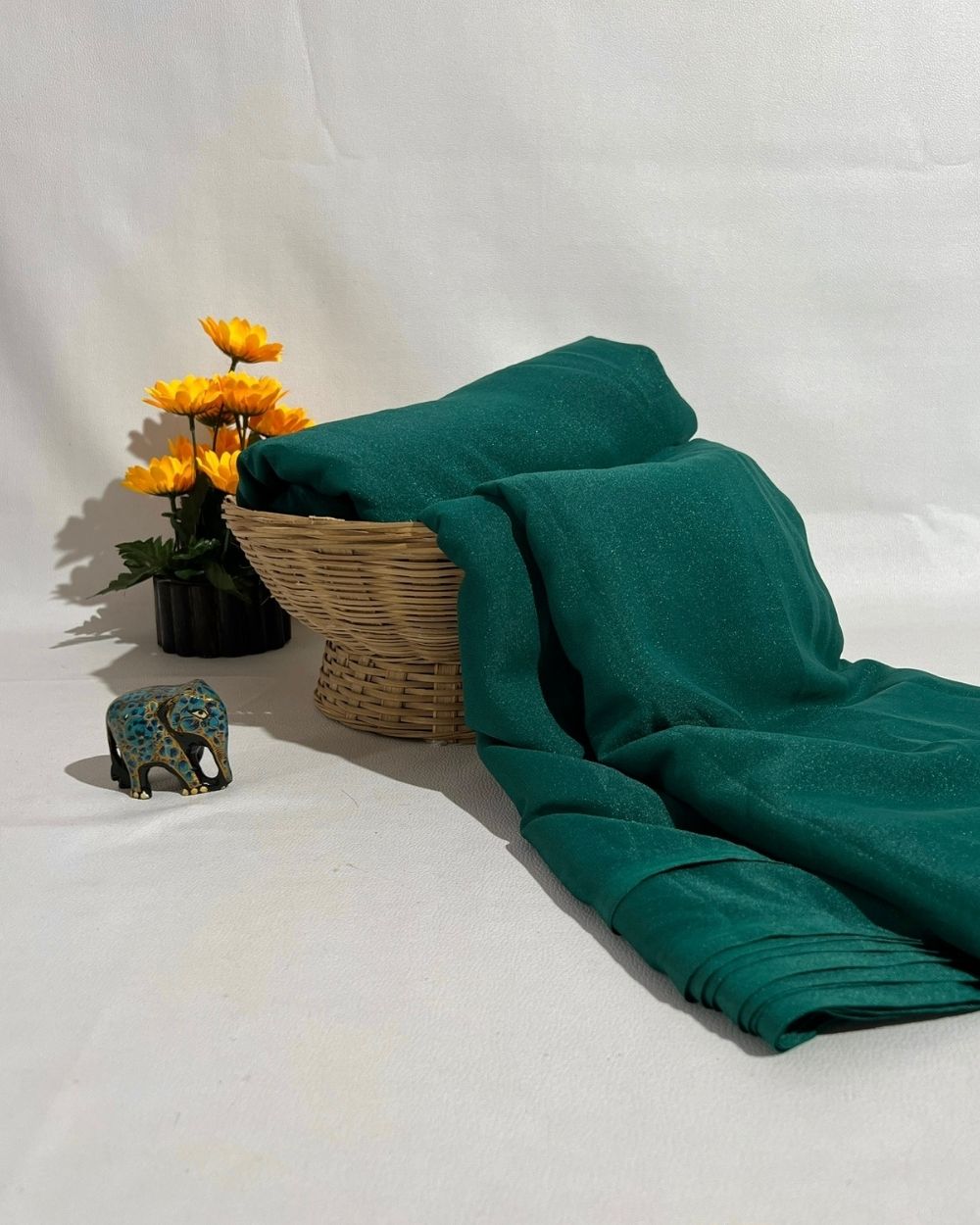 Plain Star Georgette Peacock Green Colour 44 Inches Width