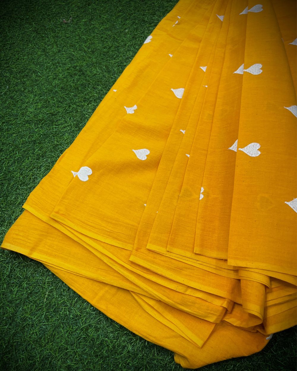 Kora Cotton Work Mango Yellow Colour 42 Inches Width