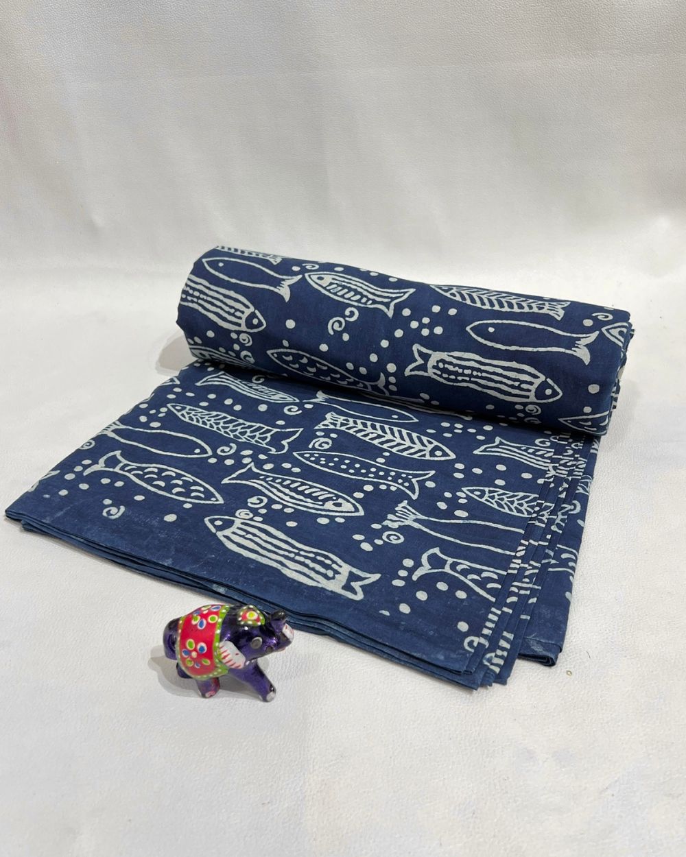 Hand Block Printed Cotton Indigo Blue Colour 44 Inches Width