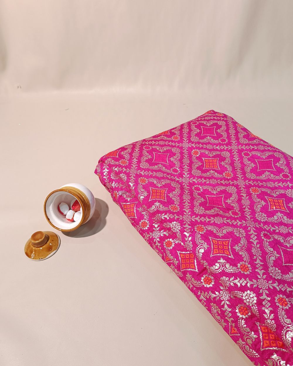 Jacquard Brocade Rani Pink Colour 42 Inches Width