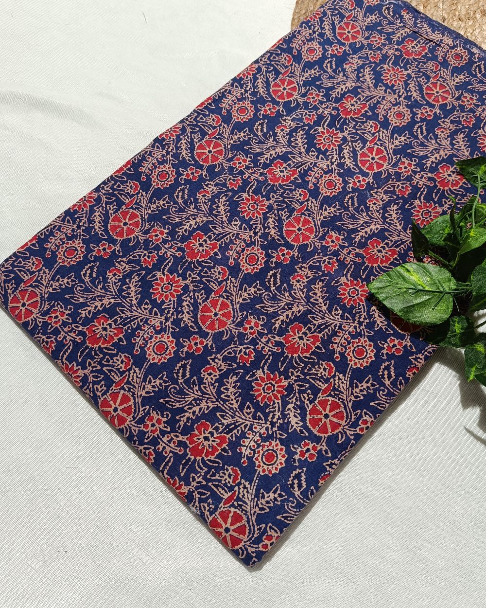 Ajrakh Cotton Natural Dye Block Printed Navy Blue Colour 42 Inches Width