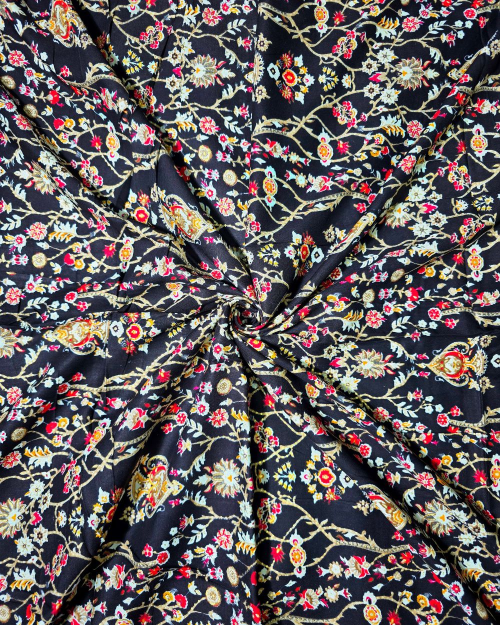 Rayon Foil Print Black Colour 45 Inches Width