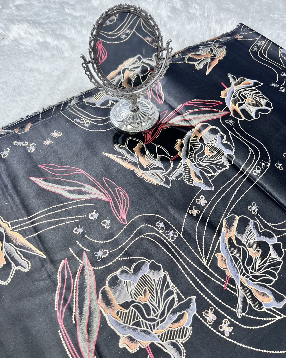 Printed Glaze Cotton Black Colour 42 Inches Width