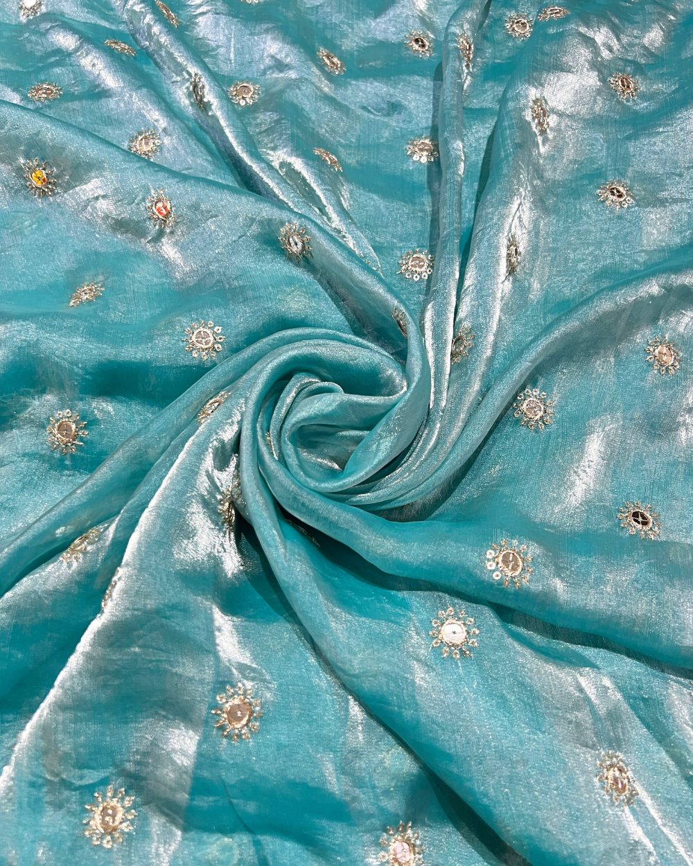 Space Silk Work Pastle Blue Colour 46 Inches Width