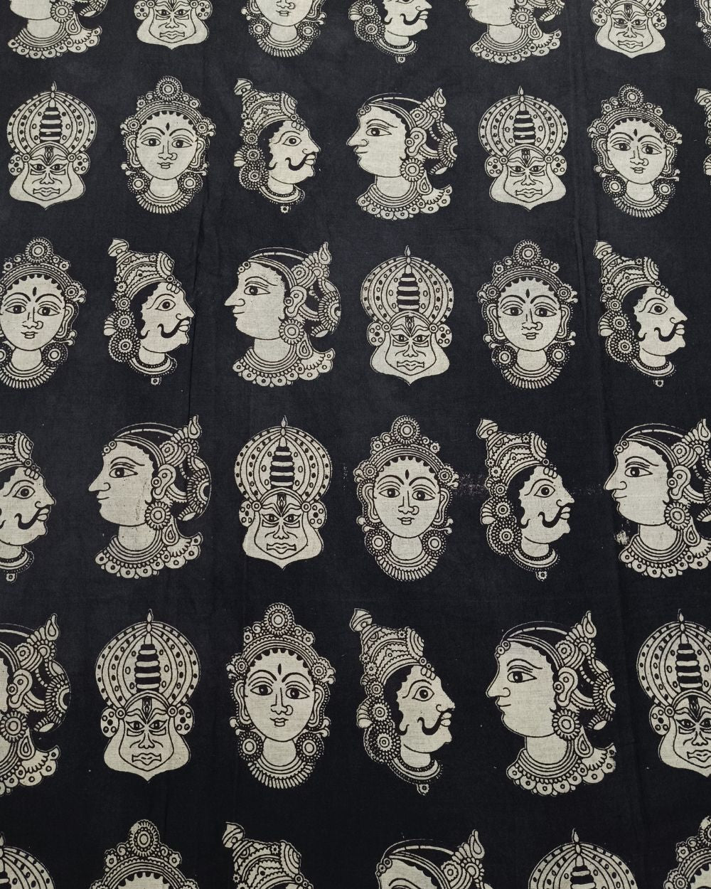 Hand Block Printed Cotton Kalamkari Black Colour 46 Inches Width