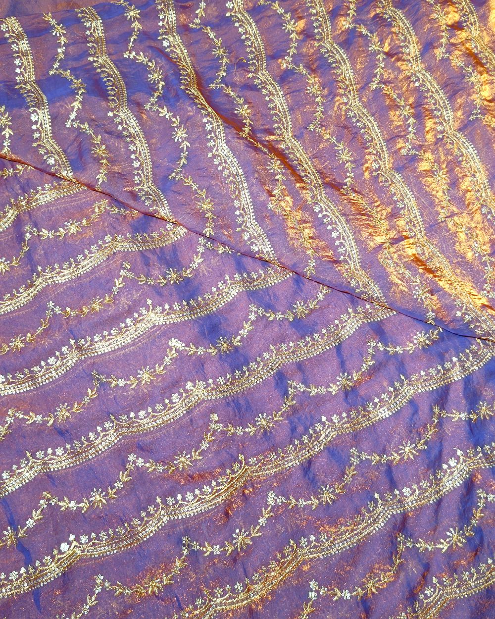 Space Silk Work Copper Lavender Colour 46 Inches Width