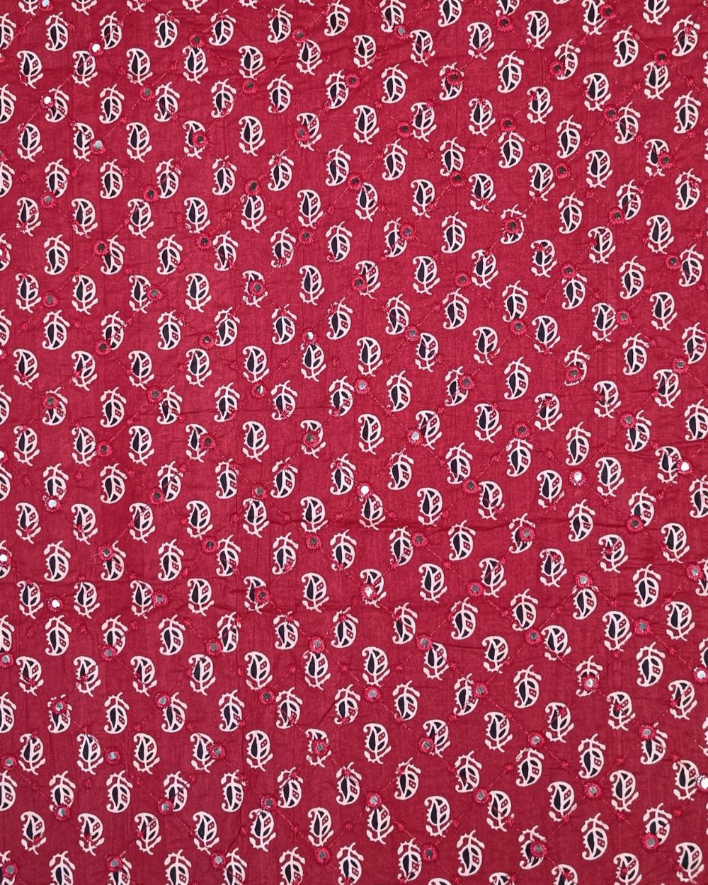 Cotton Abla Work Maroon Colour 42 Inches Width