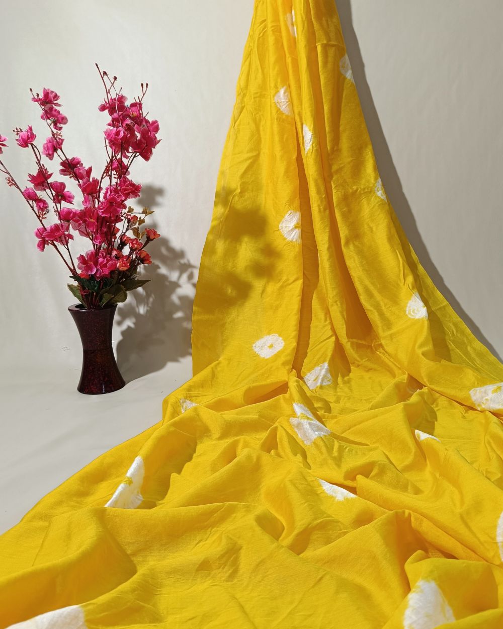 Chanderi Cotton with Shibori Print Yellow Colour 46 Inches Width