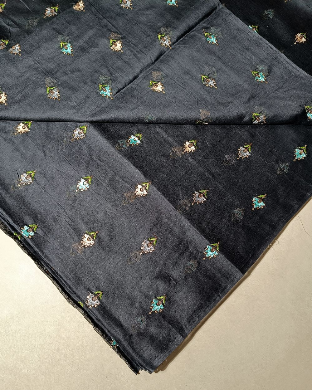 Mal Cotton with Thread Work Black Colour 40 Inches Width