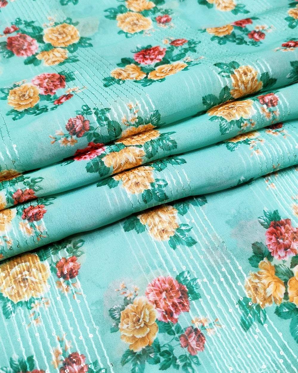 Georgette Work Pista Colour 42 Inches Width