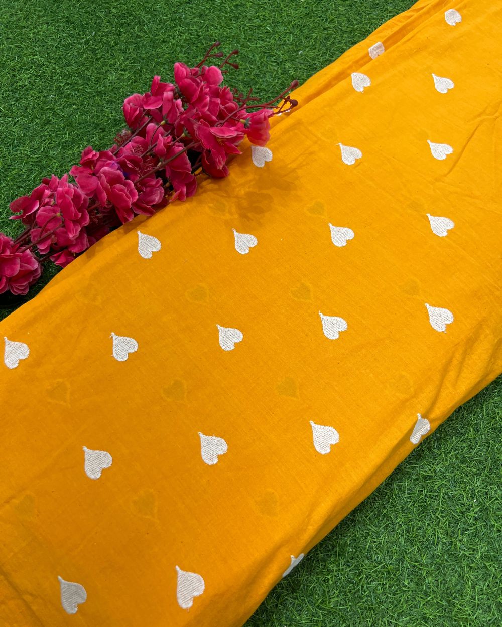 Kora Cotton Work Mango Yellow Colour 42 Inches Width