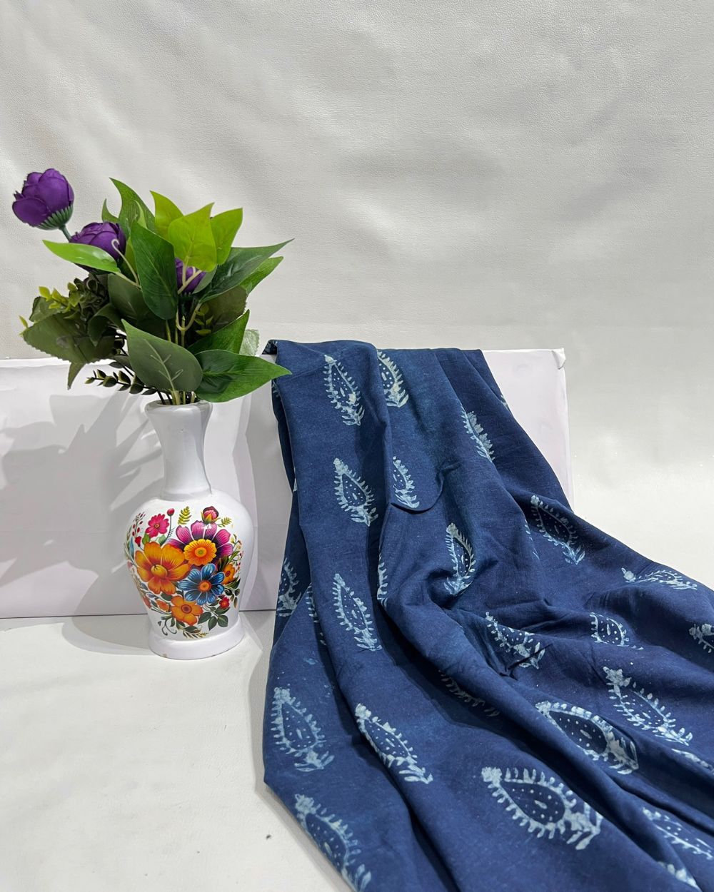 Hand Block Printed Cotton Indigo Blue Colour 44 Inches Width