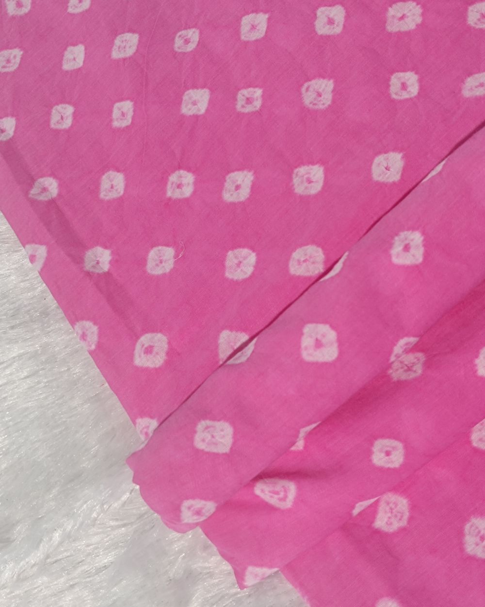 Pure Soft Cotton Bandhani Print Pink Colour 44 Inches Width