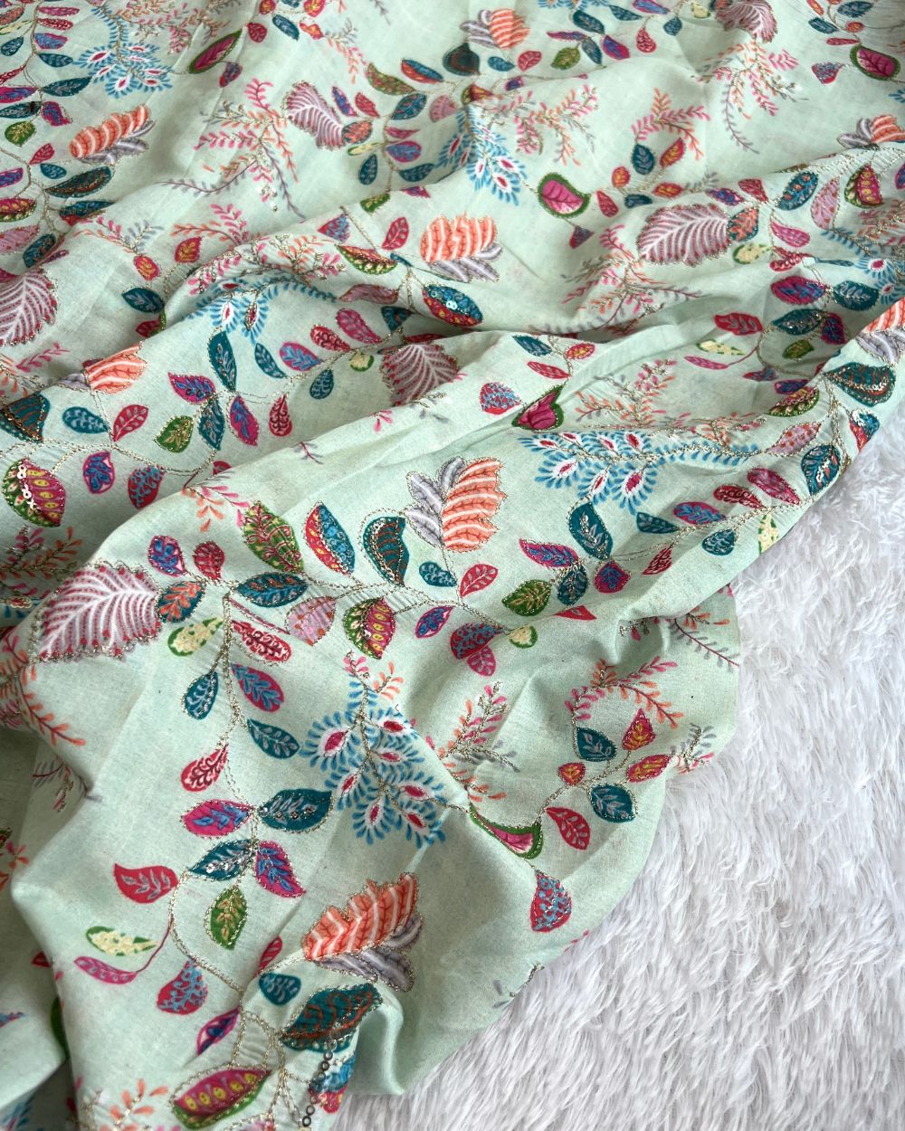 Mix Cotton Work Light Pista Colour 40 Inches Width