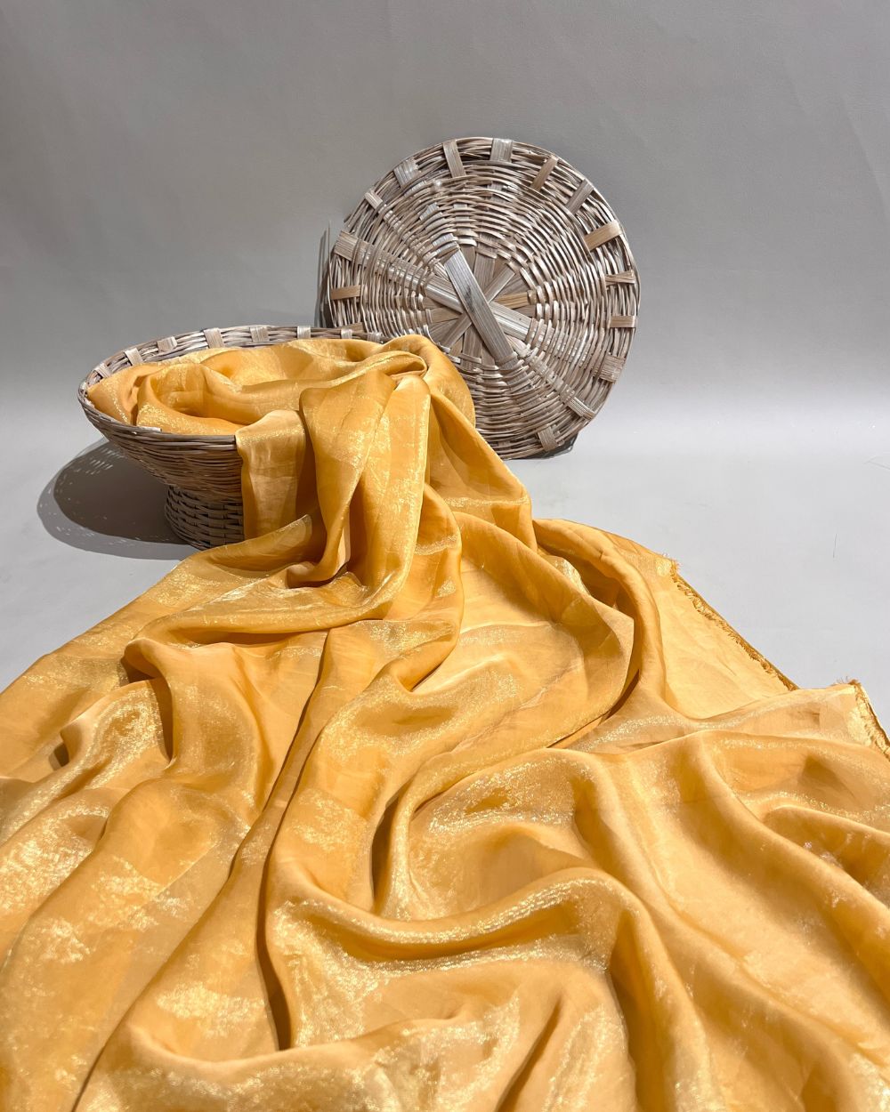 Plain Space Silk (Fendy Satin) Golden Colour 45 Inches Width