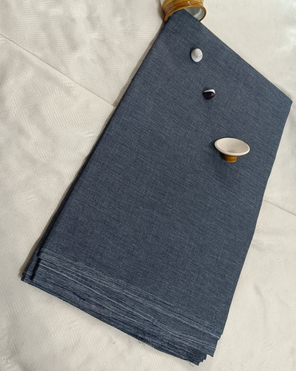 Plain Khadi Cotton Fabric Greyish Blue Colour 45 Inches Width