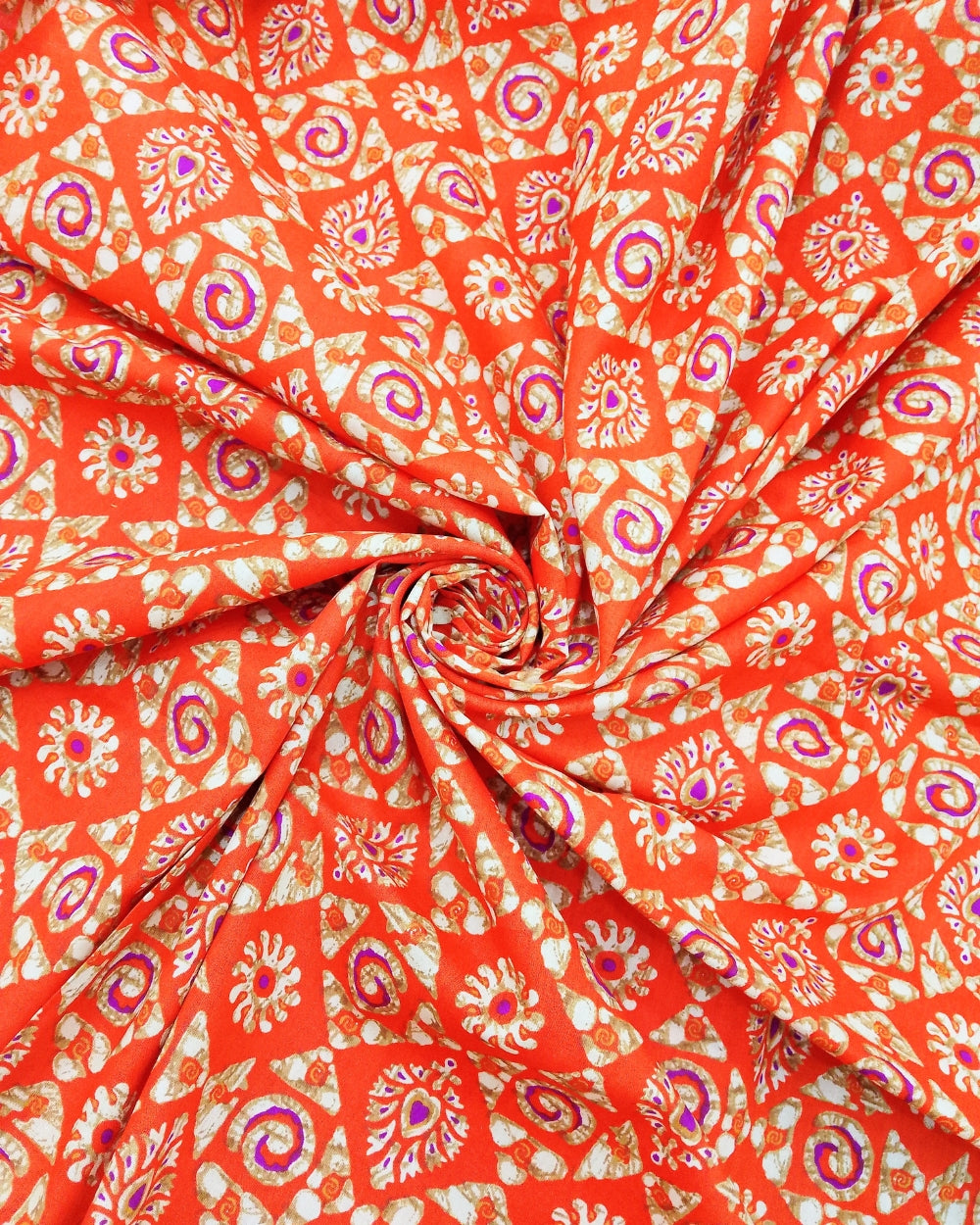 Printed Cotton Orange 42 Inches Width