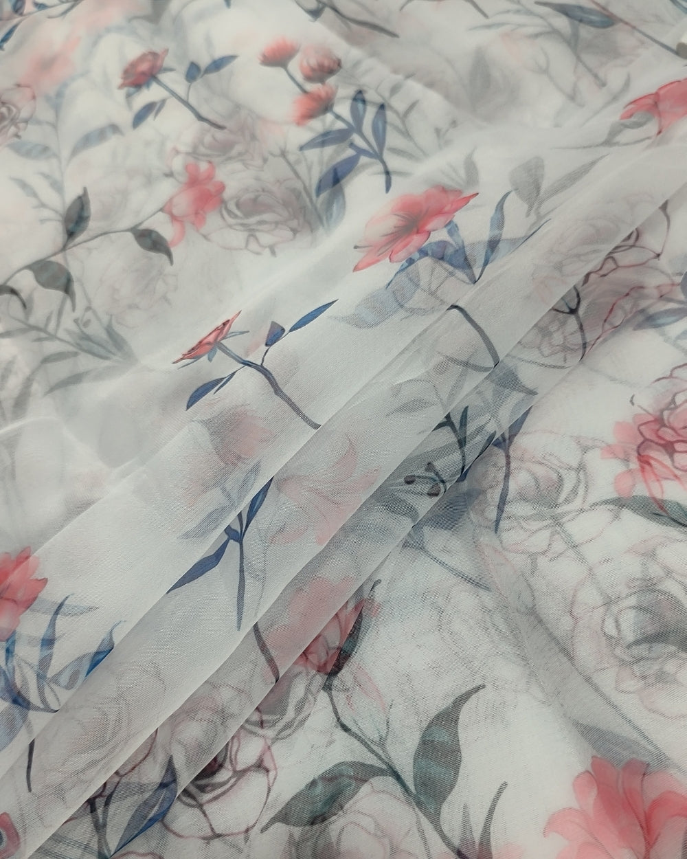 Printed Organza White Colour 43 Inches Width