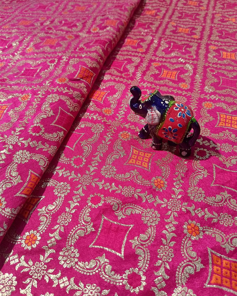 Jacquard Brocade Rani Pink Colour 42 Inches Width